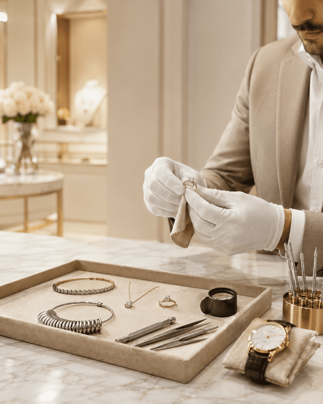 Jewelry service and craftsmanship detail